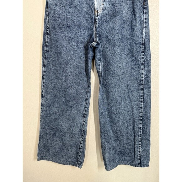 Cotton: On Petite Wide Leg Acid Wash Jeans Size 6 Med Wash Denim Crop 80's EUC - Picture 3 of 11